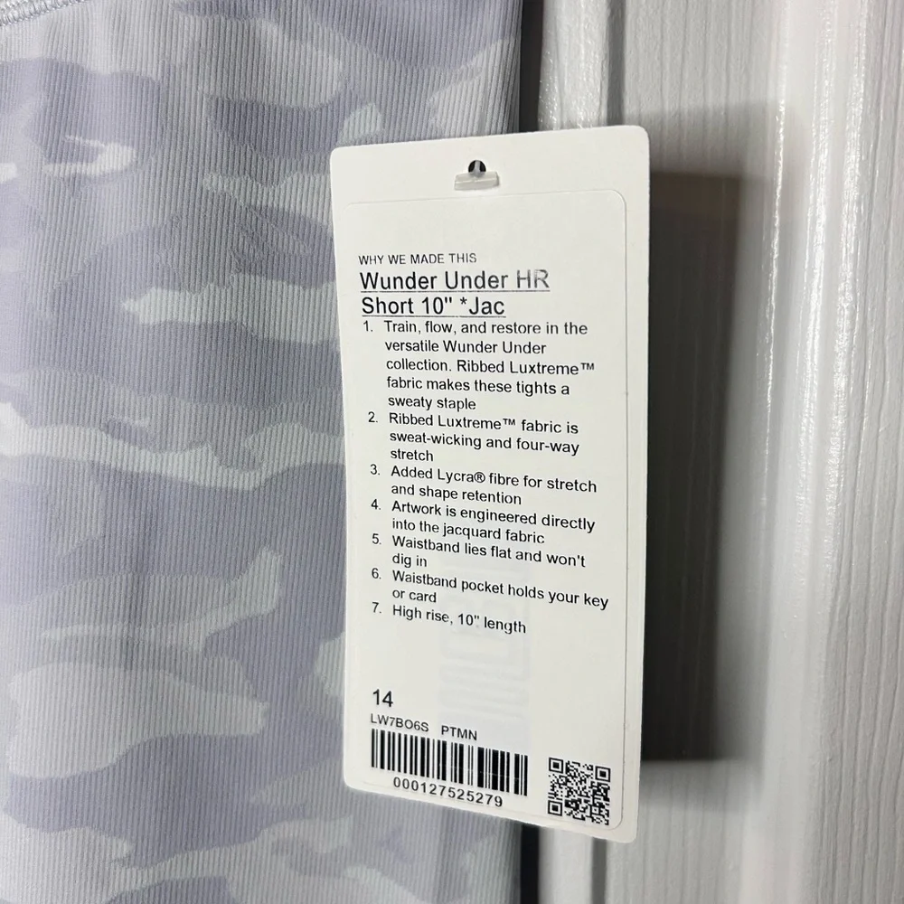 NWT LULULEMON Wunder Under HR Short 10” *Ribbed- Incognito Camo Jacquard/Size 14
